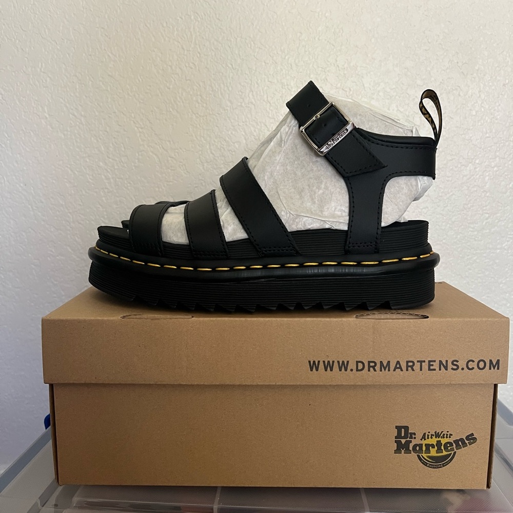 Dr. Martens Black Strappy Sandals Blaire platform NWT